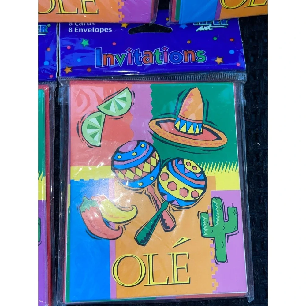 FIESTA PARTY INVITIATIONS Cinco de Mayo / Birthday New Never‎ Used 5 Packs